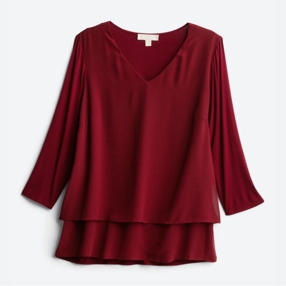 MICHAEL Michael Kors Tops - MICHAEL MICHAEL KORS Sariyah V Neck Mix Material Blouse